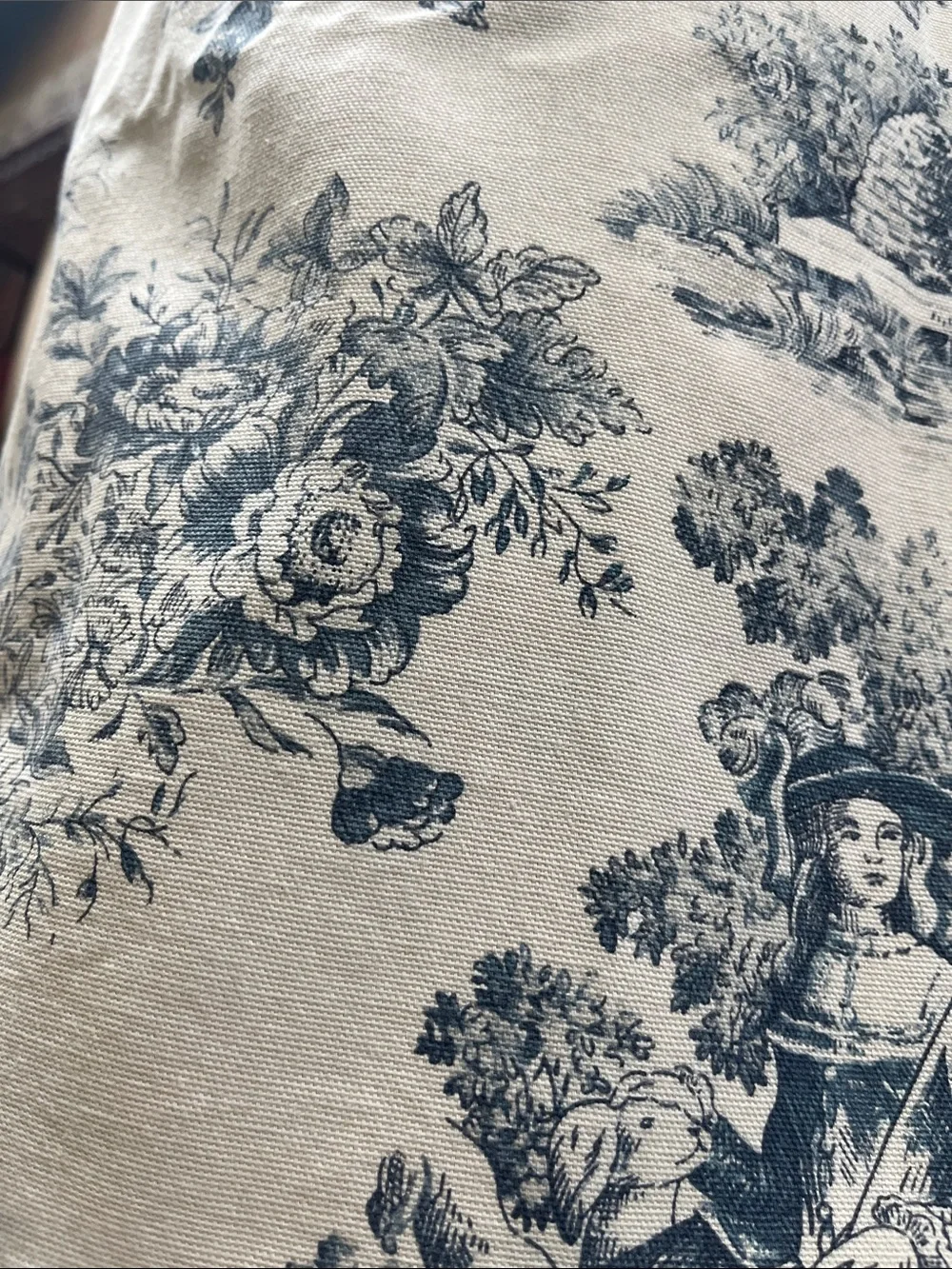 Blue Toile Scenic Fabric Panel